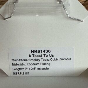 A Toast To Us Smokey Topaz Cubic Zirconia Necklace - Rhodium Plating - Silver